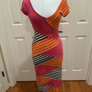 Nicole Miller Color Block Jersey Midi Dress
